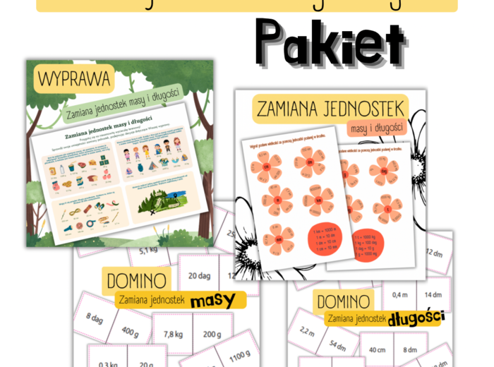 PAKIET - jednostki miary/zamiana jednostek - 4 materiały