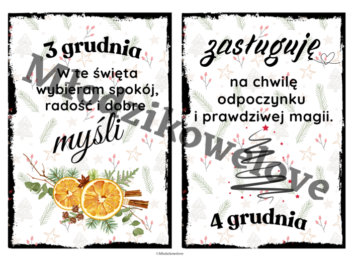 Kalendarz adwentowy-afirmacje