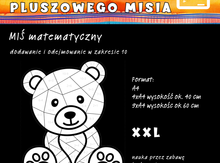 Miś matematyczny xxl - kolorowanka/kodowanka