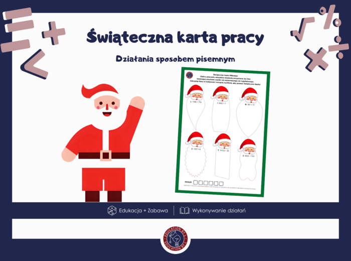 Świąteczne zadania | Działania pisemne | Karta pracy