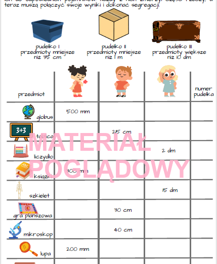 Jednostki długości - karta pracy klasy 4, 5 (materiał na całą lekcję)