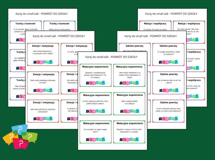 Karty Small Talk – POWRÓT DO SZKOŁY po wakacjach (klasy 4–8) - TUS