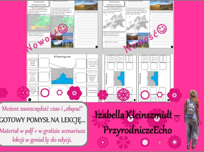 Pomysł na lekcję/karta pracy/stacje zadaniowe/notatki/ materiał do lekcji do tematu „Zróżnicowanie klimatyczne Europy” w pdf. W gratisie niekomercyjny scenariusz lekcji/pomysł na lekcje (2) w programie genial.ly do edycji. Geografia 6. Dział „Środowisko 