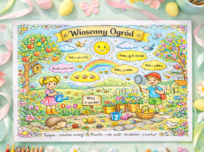 Kolorowanka "Wiosenny ogród"