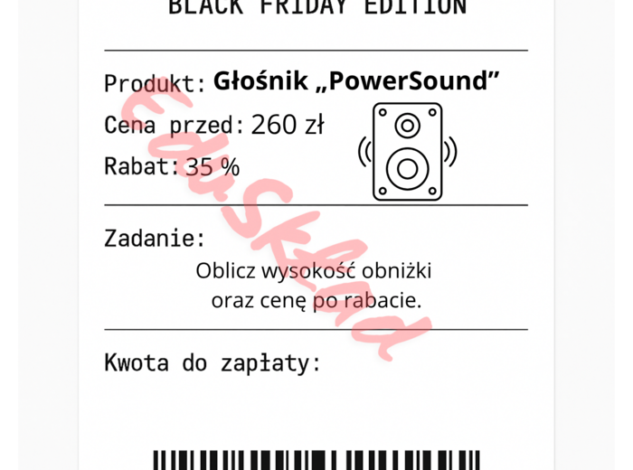 ⭐53 PARAGONY MATEMATYCZNE – BLACK FRIDAY EDITION (różne poziomy trudności / podwójne rabaty/ zamiast kartkówki)