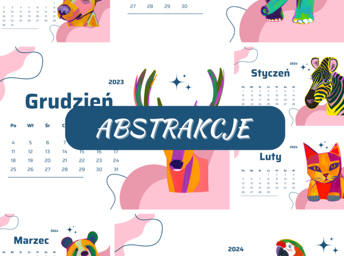 kalendarz na rok szkolny 2023/2024 - abstrakcyjne zwierzęta