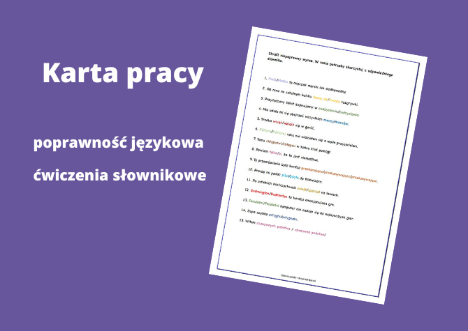 Poprawność językowa - karta pracy