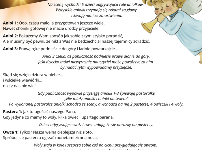 "Radość tkwi nie w tym co mamy..." Scenariusz przedstawienia jasełkowego dla przedszkola i edukacji wczesnoszkolnej.