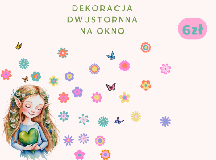 Wiosenna dekoracja dwustronna na okno.