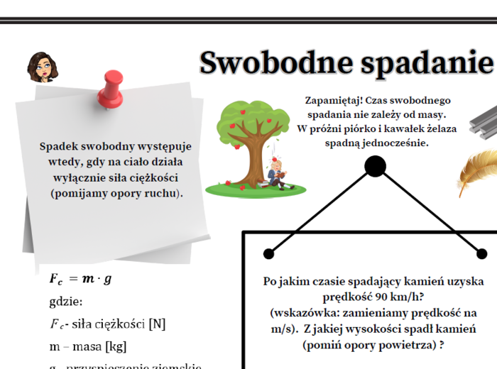 Fizyka kl.7 (SP) Temat: Swobodne spadanie ciał. (karta wykropkowana do uzupełnienia)