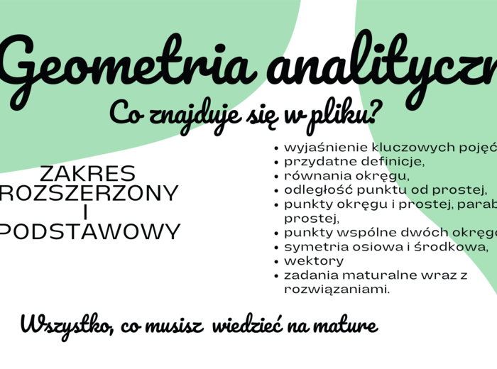 Notatka - GEOMETRIA ANALITYCZNA - MATURA