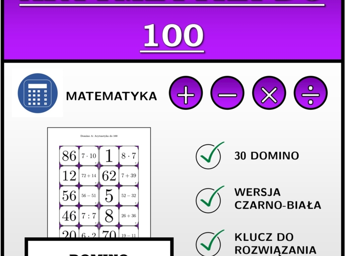 Domino - Arytmetyka do 100 | matematyka