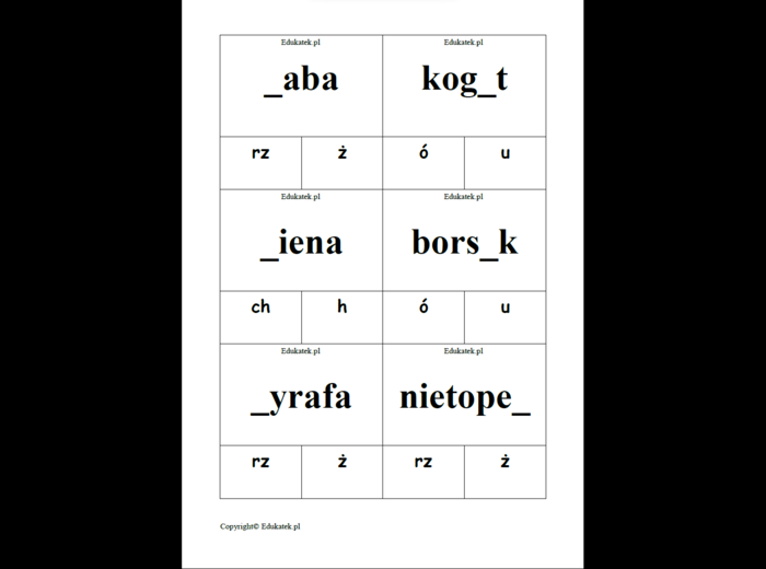 Klamerkowa ortografia – zwierzęta (mini pakiet)