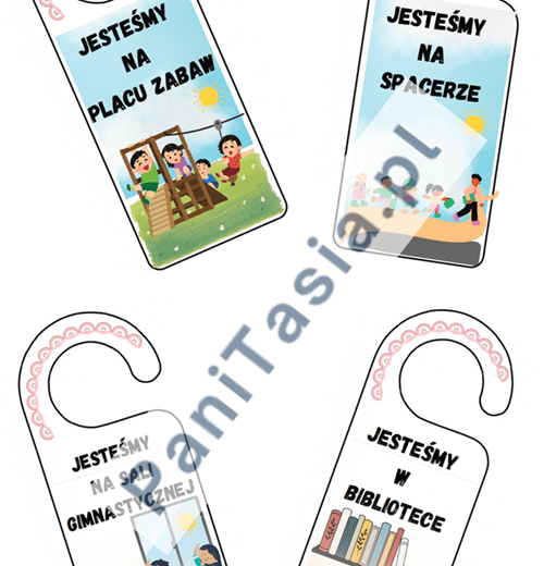 Zawieszki na drzwi, tabliczki informacyjne - pakiet 8 zawieszek