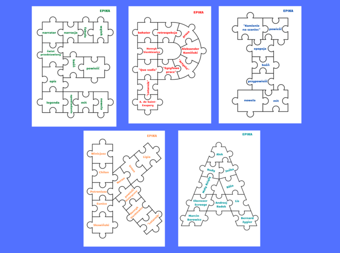 Puzzle - rodzaje literackie - EPIKA - kl. 8 - powtórzenie