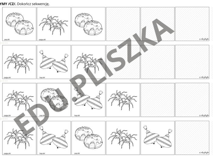 Sekwencje i rymy z głoskami szumiącymi (cz, sz)