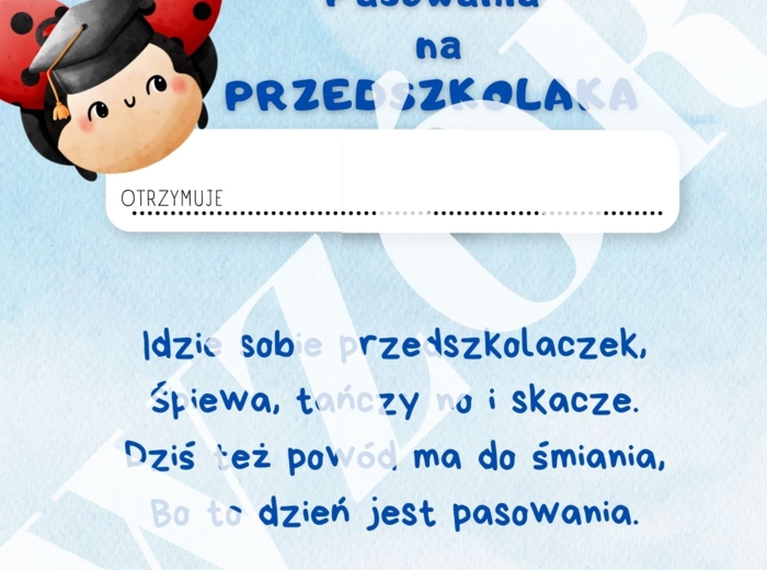 Dyplom pasowanie na przedszkolaka motyw biedronka