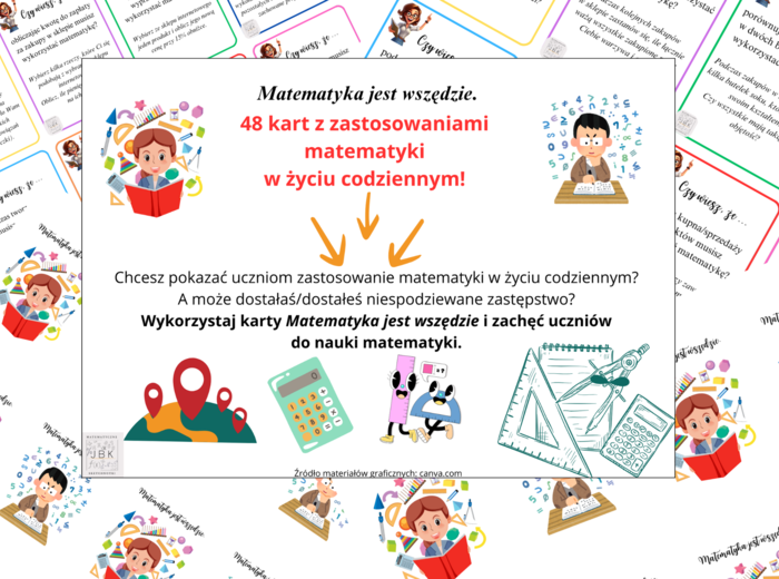 Zastosowania matematyki - 48 kart z zastosowaniem matematyki w życiu codziennym