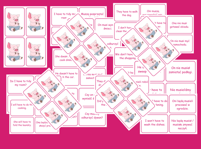 "Have to/Had to /Will have to + household chores"  game