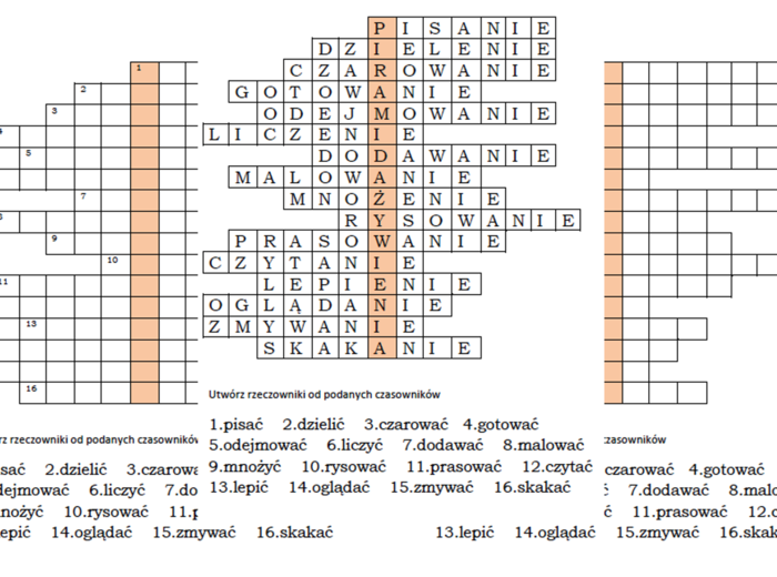Logogryf dla klasy 2 z hasłem Piramida żywienia