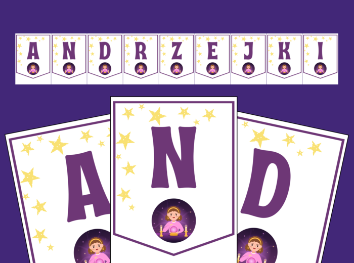 ANDRZEJKI – biblioteka – świetlica – przedszkole – GIRLANDA – gazetka – wersja 2