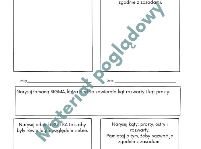 Proste, odcinki, łamana, kąty. Kartkówka // wejściówka // exit task