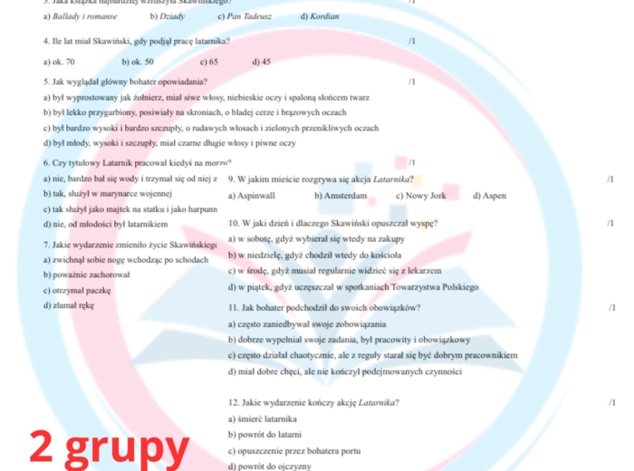 Test ze znajomości "Latarnika" Henryka Sienkiewicza