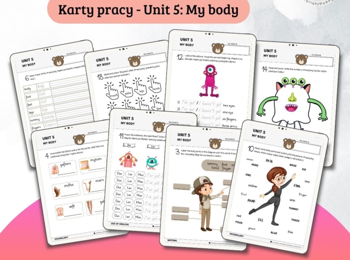 New English Adventure 1 – Unit 5: My body – Karty pracy dla klasy 1