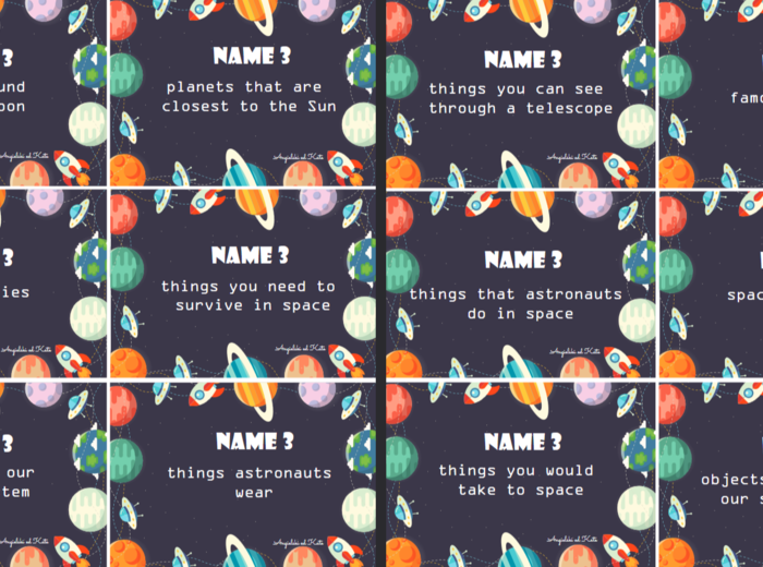 Space (kosmos) gra Name 3 /40 kart