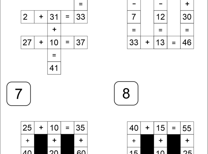 Krzyżówki matematyczne- zestaw 111 sztuk! Dodawanie, odejmowanie, mnożenie, dzielenie, tabliczka mnożenia