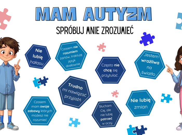 Gazetka- Mam autyzm spróbuj mnie zrozumieć/możliwość własnej aranżacji, dodatkowe elementy dekoracyjne