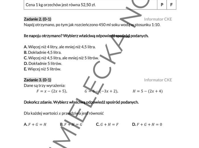 Powtórzenie E8 Egzamin ósmoklasisty – Algebra
