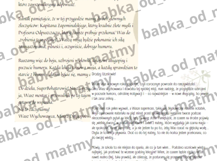 LIST WYCHOWAWCY DLA UCZNIÓW na rozpoczęcie roku szkolnego!