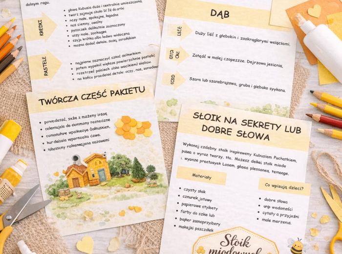 Kubuś Puchatek w Stumilowym Lesie – pakiet 20 kart pracy dla klas 1–3