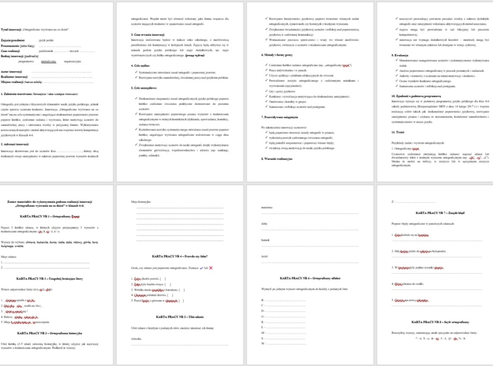 Innowacja z języka polskiego „Ortograficzne wyzwania na co dzień” (wersja do edycji) 19 stron