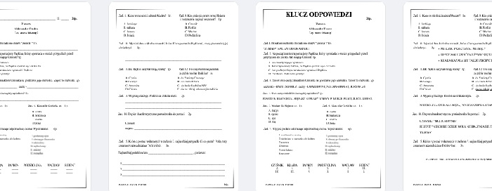 ZEMSTA Aleksander Fredro - kartkówka + klucz odpowiedzi