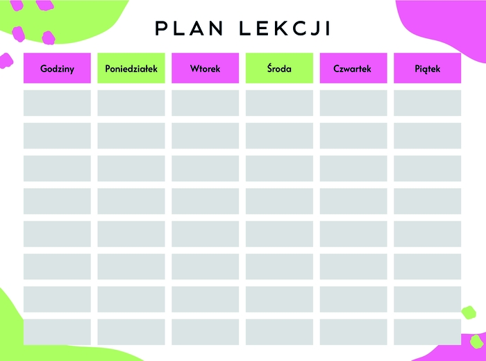 Plan Lekcji Format A4