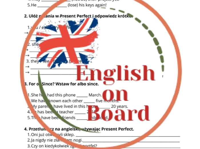 Czas Present Perfect oraz Present Perfect vs Past Simple - 2 strony po 4 ćwiczenia + klucz odpowiedzi + krótka ściągawka dla przypomnienia zasad!