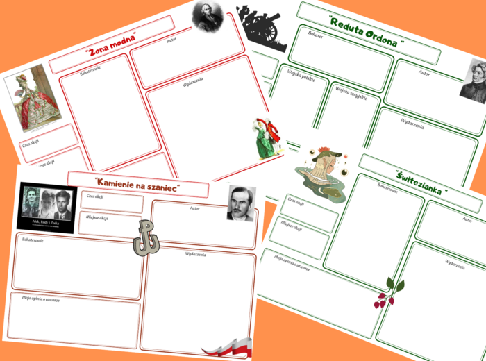 Lektury kl. 7-8 - świat przedstawiony - karty pracy