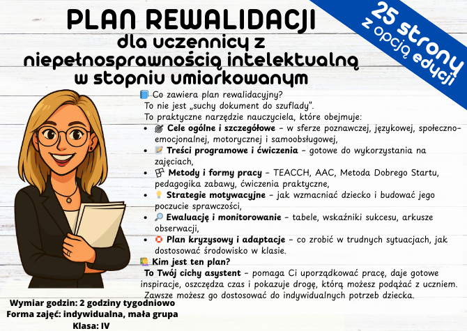 PLAN REWALIDACJI - niepełnosprawność intelektualna w stopniu umiarkowanym Plan Pracy Rewalidacyjnej