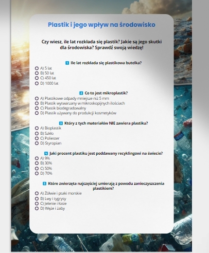 Quizy i testy wiedzy. Zwierzęta zagrożone wyginięciem. Recykling. Odnawialne źródła energii
