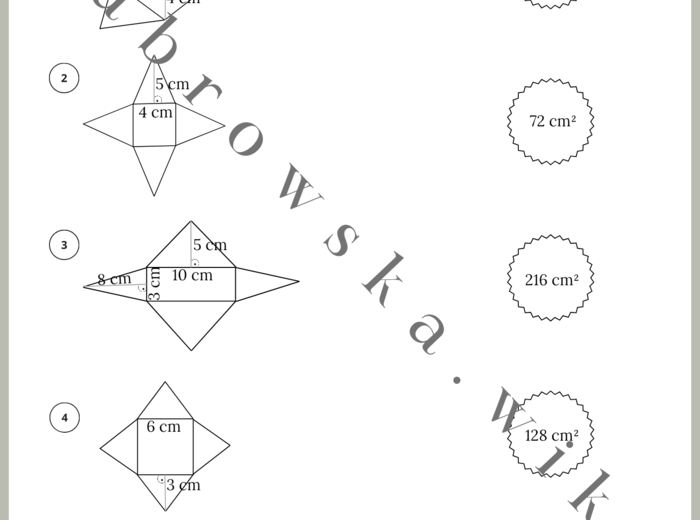 Pole powierzchni ostrosłupa - połącz bądź pokoloruj