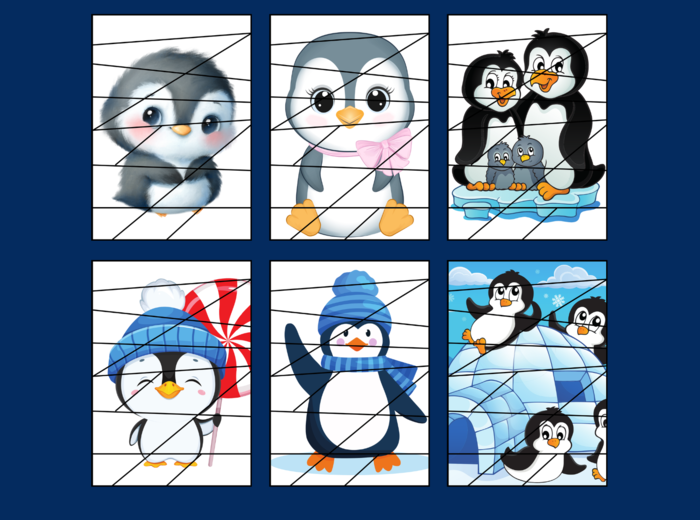 DZIEŃ PINGWINA – Dzień Wiedzy o Pingwinach – puzzle – biblioteka - przedszkole - świetlica - 11 wersji