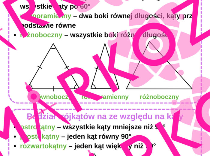 2 w 1:  Notatka i karta pracy- trójkąty
