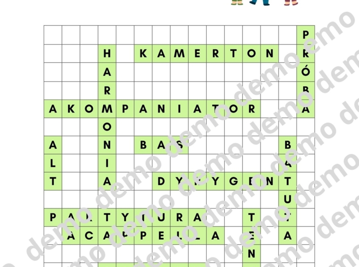 Muzyka, klasa 4-5. Chór.  Karta pracy: wykreślanka.