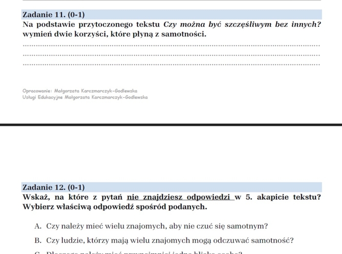 Arkusz egzaminacyjny "Opowieść wigilijna"