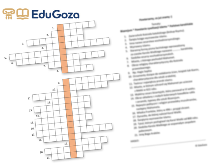 POCZĄTKI ŚREDNIOWIECZA - krzyżówka dla klasy 5