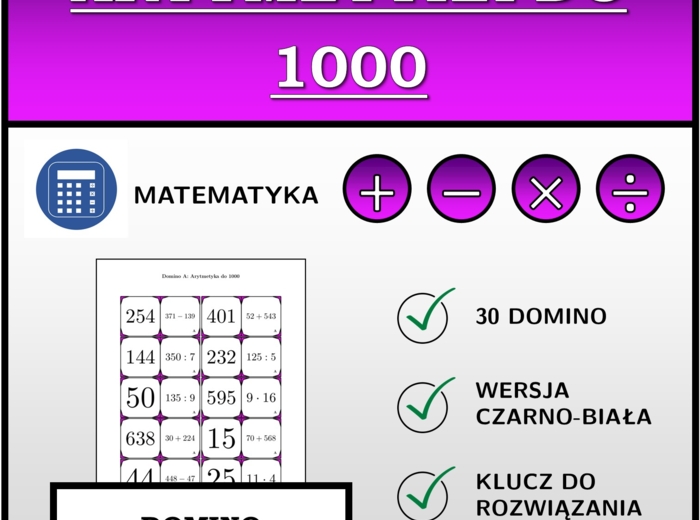 Domino - Arytmetyka do 1000 | matematyka