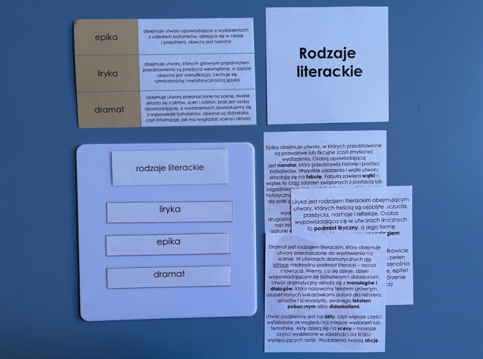 Rodzaje literackie - cechy - karty