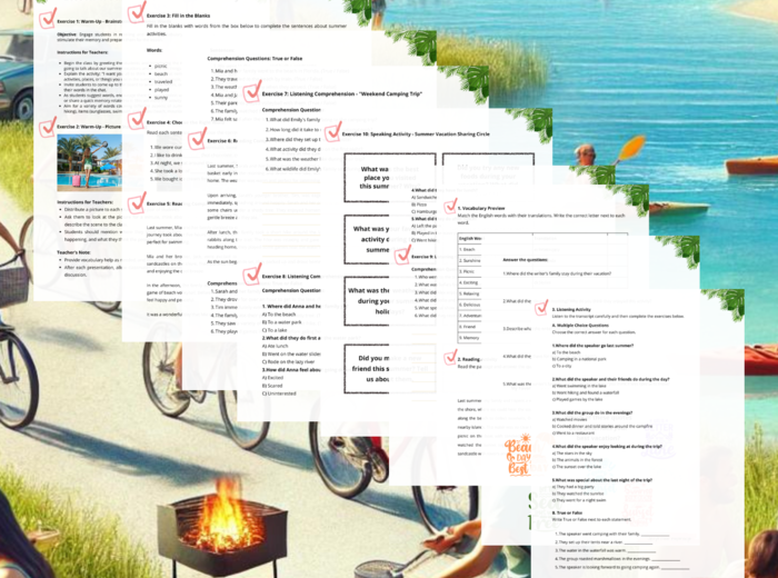 Wakacyjne lekcje angielskiego_A2/B1. Worksheet. Karty pracy. Gotowe lekcje.